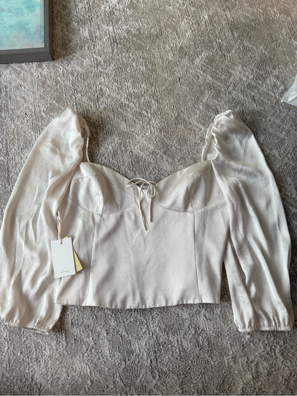 Wilfred Cream Puff-Sleeve Cropped Top